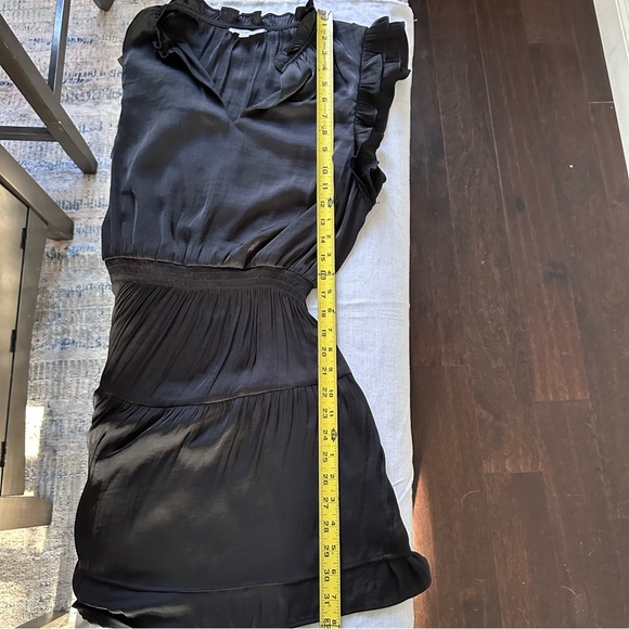 Steve Madden Black Ruffle Sleeve Pleated Mini Dress | Smocked Waist | Size M - Picture 9 of 11